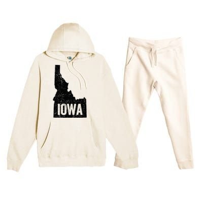 Idaho Iowa Funny Geography Mix Up Premium Hooded Sweatsuit Set