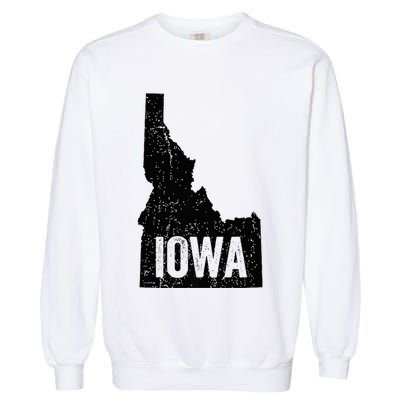 Idaho Iowa Funny Geography Mix Up Garment-Dyed Sweatshirt