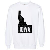 Idaho Iowa Funny Geography Mix Up Garment-Dyed Sweatshirt