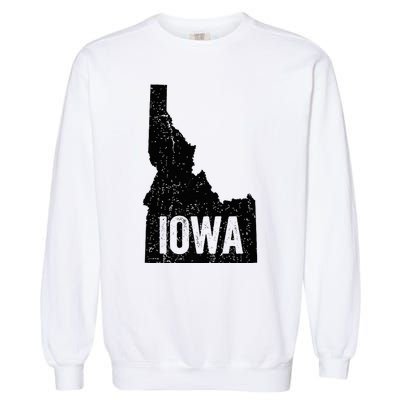 Idaho Iowa Funny Geography Mix Up Garment-Dyed Sweatshirt