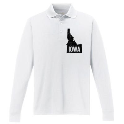 Idaho Iowa Funny Geography Mix Up Performance Long Sleeve Polo