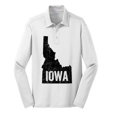 Idaho Iowa Funny Geography Mix Up Silk Touch Performance Long Sleeve Polo