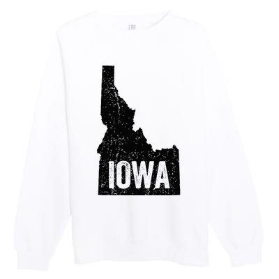 Idaho Iowa Funny Geography Mix Up Premium Crewneck Sweatshirt