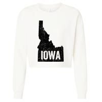 Idaho Iowa Funny Geography Mix Up Cropped Pullover Crew