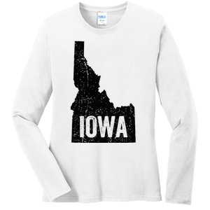 Idaho Iowa Funny Geography Mix Up Ladies Long Sleeve Shirt