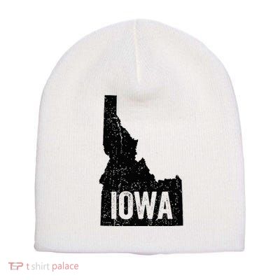 Idaho Iowa Funny Geography Mix Up Short Acrylic Beanie