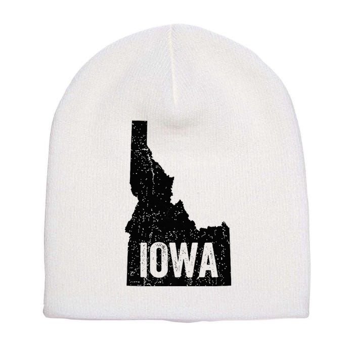 Idaho Iowa Funny Geography Mix Up Short Acrylic Beanie