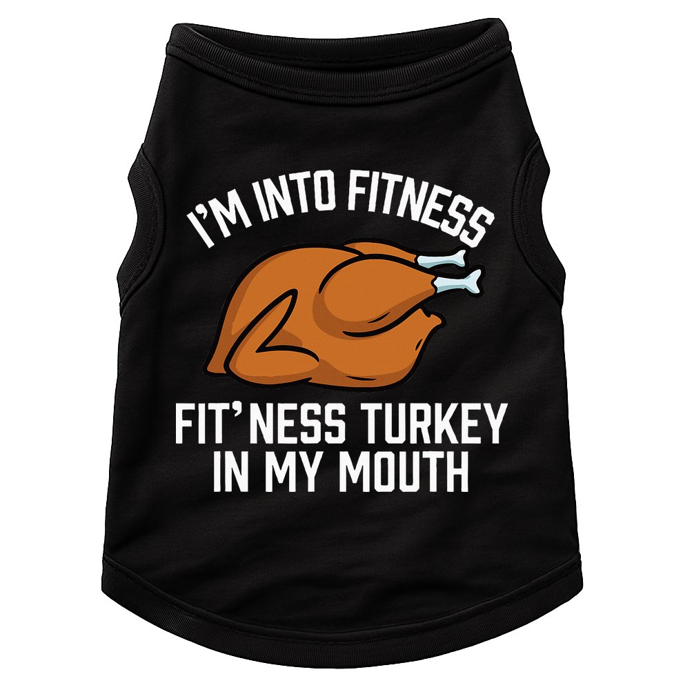IM Into Fitness Turkey In My Mouth Funny Thanksgiving Doggie Tank