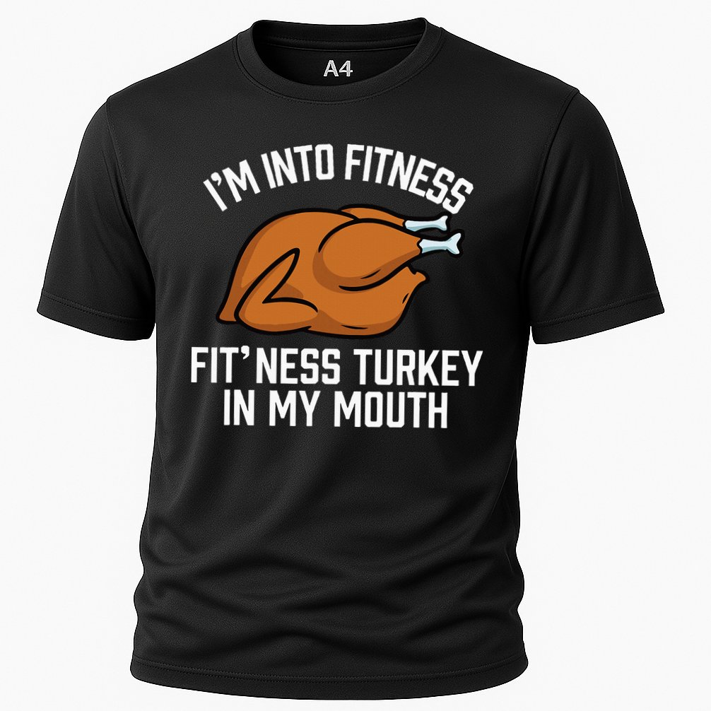 IM Into Fitness Turkey In My Mouth Funny Thanksgiving Cooling Performance Crew T-Shirt
