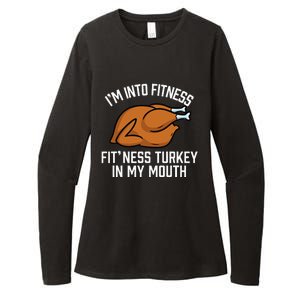 IM Into Fitness Turkey In My Mouth Funny Thanksgiving Womens CVC Long Sleeve Shirt