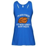 IM Into Fitness Turkey In My Mouth Funny Thanksgiving Ladies Essential Flowy Tank