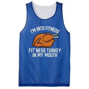 IM Into Fitness Turkey In My Mouth Funny Thanksgiving Mesh Reversible Basketball Jersey Tank