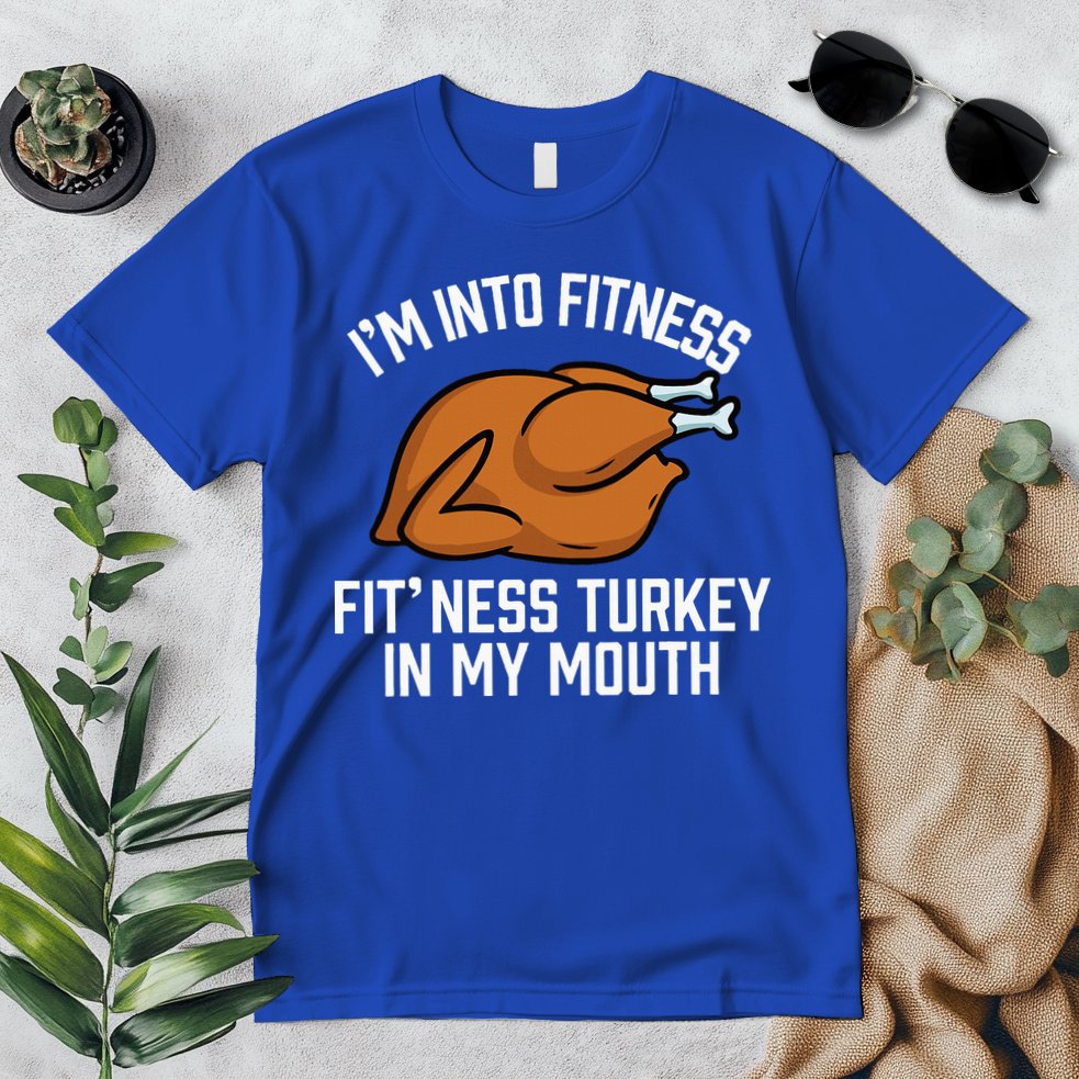 IM Into Fitness Turkey In My Mouth Funny Thanksgiving Premium T-Shirt