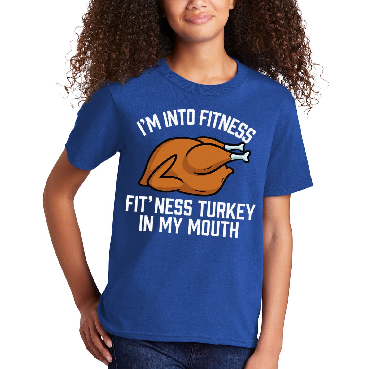 IM Into Fitness Turkey In My Mouth Funny Thanksgiving Kids T-Shirt