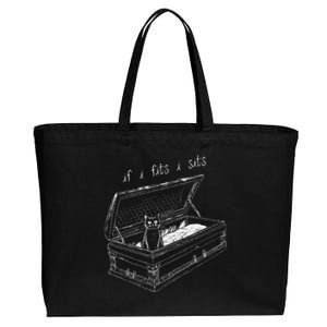 If I Fits I Sits Black Cat Coffin Kitty Sitting In A Casket Cotton Canvas Jumbo Tote