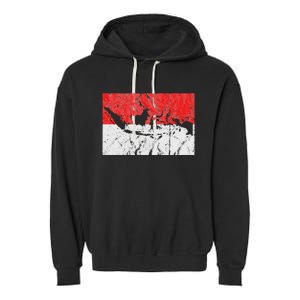 Indonesia Indonesian Flag Map Outline Silhouette Travel Asia Garment-Dyed Fleece Hoodie