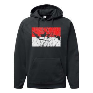 Indonesia Indonesian Flag Map Outline Silhouette Travel Asia Performance Fleece Hoodie