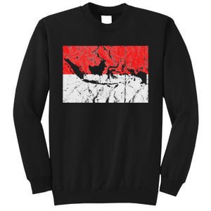 Indonesia Indonesian Flag Map Outline Silhouette Travel Asia Sweatshirt