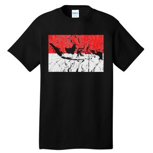 Indonesia Indonesian Flag Map Outline Silhouette Travel Asia Tall T-Shirt