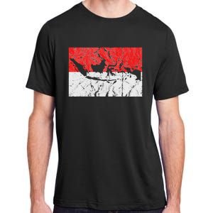 Indonesia Indonesian Flag Map Outline Silhouette Travel Asia Adult ChromaSoft Performance T-Shirt