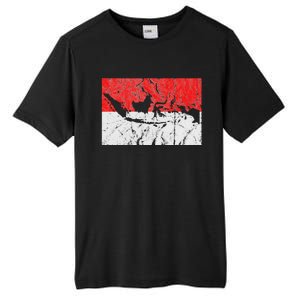 Indonesia Indonesian Flag Map Outline Silhouette Travel Asia Tall Fusion ChromaSoft Performance T-Shirt