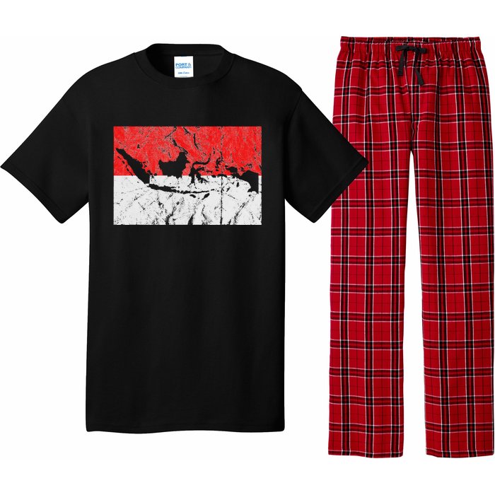 Indonesia Indonesian Flag Map Outline Silhouette Travel Asia Pajama Set