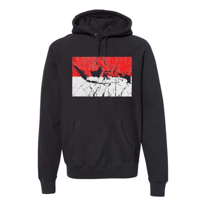 Indonesia Indonesian Flag Map Outline Silhouette Travel Asia Premium Hoodie