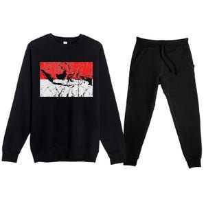 Indonesia Indonesian Flag Map Outline Silhouette Travel Asia Premium Crewneck Sweatsuit Set