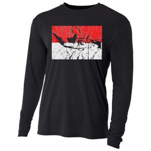 Indonesia Indonesian Flag Map Outline Silhouette Travel Asia Cooling Performance Long Sleeve Crew