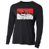 Indonesia Indonesian Flag Map Outline Silhouette Travel Asia Cooling Performance Long Sleeve Crew