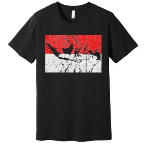 Indonesia Indonesian Flag Map Outline Silhouette Travel Asia Premium T-Shirt