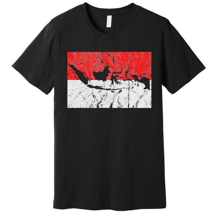 Indonesia Indonesian Flag Map Outline Silhouette Travel Asia Premium T-Shirt