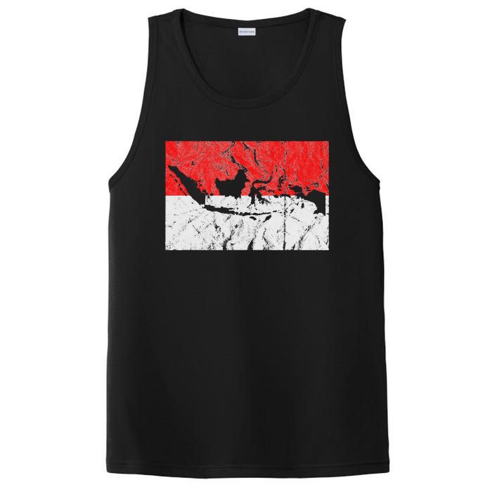 Indonesia Indonesian Flag Map Outline Silhouette Travel Asia PosiCharge Competitor Tank