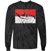 Indonesia Indonesian Flag Map Outline Silhouette Travel Asia Tie-Dye Long Sleeve Shirt