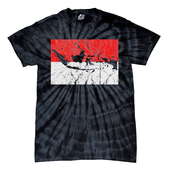 Indonesia Indonesian Flag Map Outline Silhouette Travel Asia Tie-Dye T-Shirt