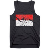 Indonesia Indonesian Flag Map Outline Silhouette Travel Asia Tank Top