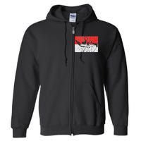 Indonesia Indonesian Flag Map Outline Silhouette Travel Asia Full Zip Hoodie