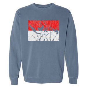 Indonesia Indonesian Flag Map Outline Silhouette Travel Asia Garment-Dyed Sweatshirt