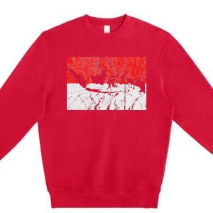 Indonesia Indonesian Flag Map Outline Silhouette Travel Asia Premium Crewneck Sweatshirt