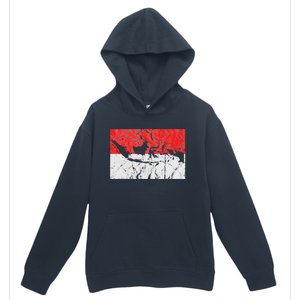 Indonesia Indonesian Flag Map Outline Silhouette Travel Asia Urban Pullover Hoodie