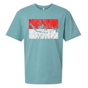 Indonesia Indonesian Flag Map Outline Silhouette Travel Asia Sueded Cloud Jersey T-Shirt