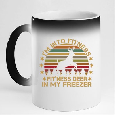 I'm Into Fitness Fit'ness Deer In My Freezer Funny Hunting Gift 11oz Black Color Changing Mug