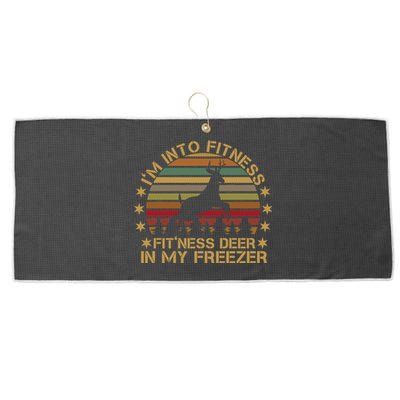 I'm Into Fitness Fit'ness Deer In My Freezer Funny Hunting Gift Large Microfiber Waffle Golf Towel