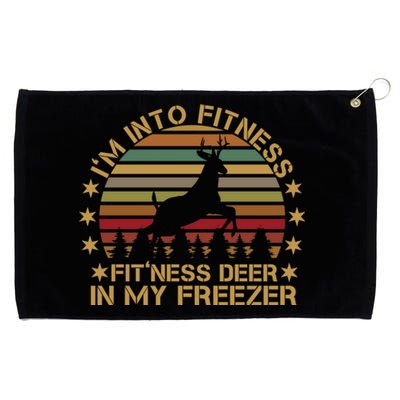 I'm Into Fitness Fit'ness Deer In My Freezer Funny Hunting Gift Grommeted Golf Towel