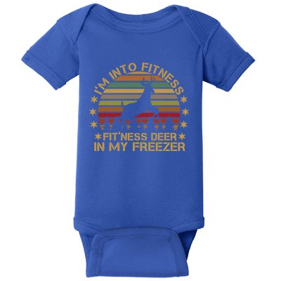 I'm Into Fitness Fit'ness Deer In My Freezer Funny Hunting Gift Baby Bodysuit