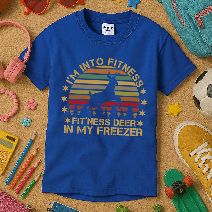 I'm Into Fitness Fit'ness Deer In My Freezer Funny Hunting Gift Kids T-Shirt