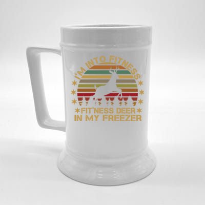 I'm Into Fitness Fit'ness Deer In My Freezer Funny Hunting Gift Beer Stein