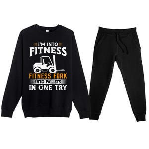 Im Into Fitness Funny Forklift Operator Premium Crewneck Sweatsuit Set