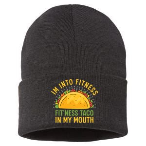 Im Into Fitness Fitness Taco In My Mouth Funny Sustainable Knit Beanie