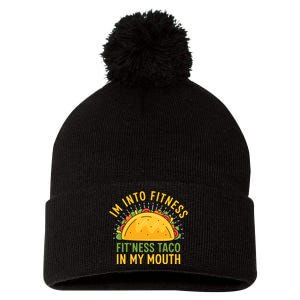 Im Into Fitness Fitness Taco In My Mouth Funny Pom Pom 12in Knit Beanie